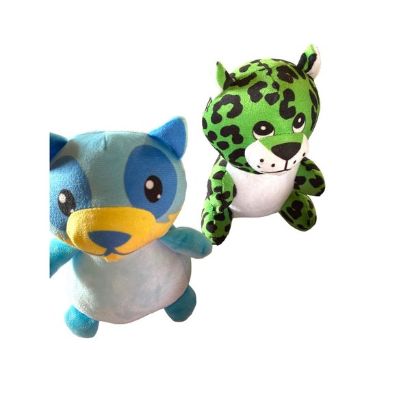 Plush Bundle of 4 Panda Pink Elephant Green Leopard - Picture 2 of 8